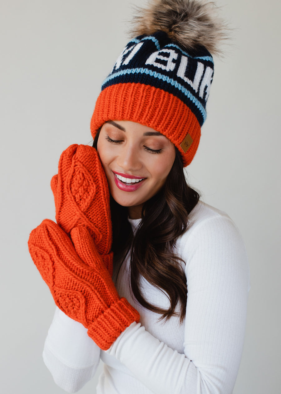 Ski Bum Pom Hat - Orange