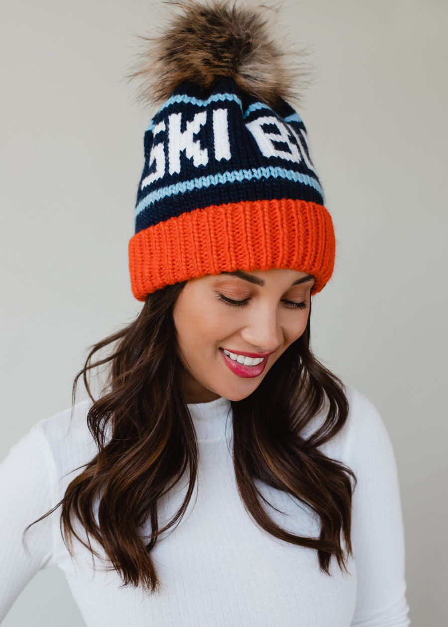 Ski Bum Pom Hat - Orange