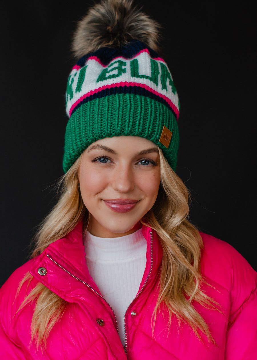 Ski Bum Pom Hat - Green