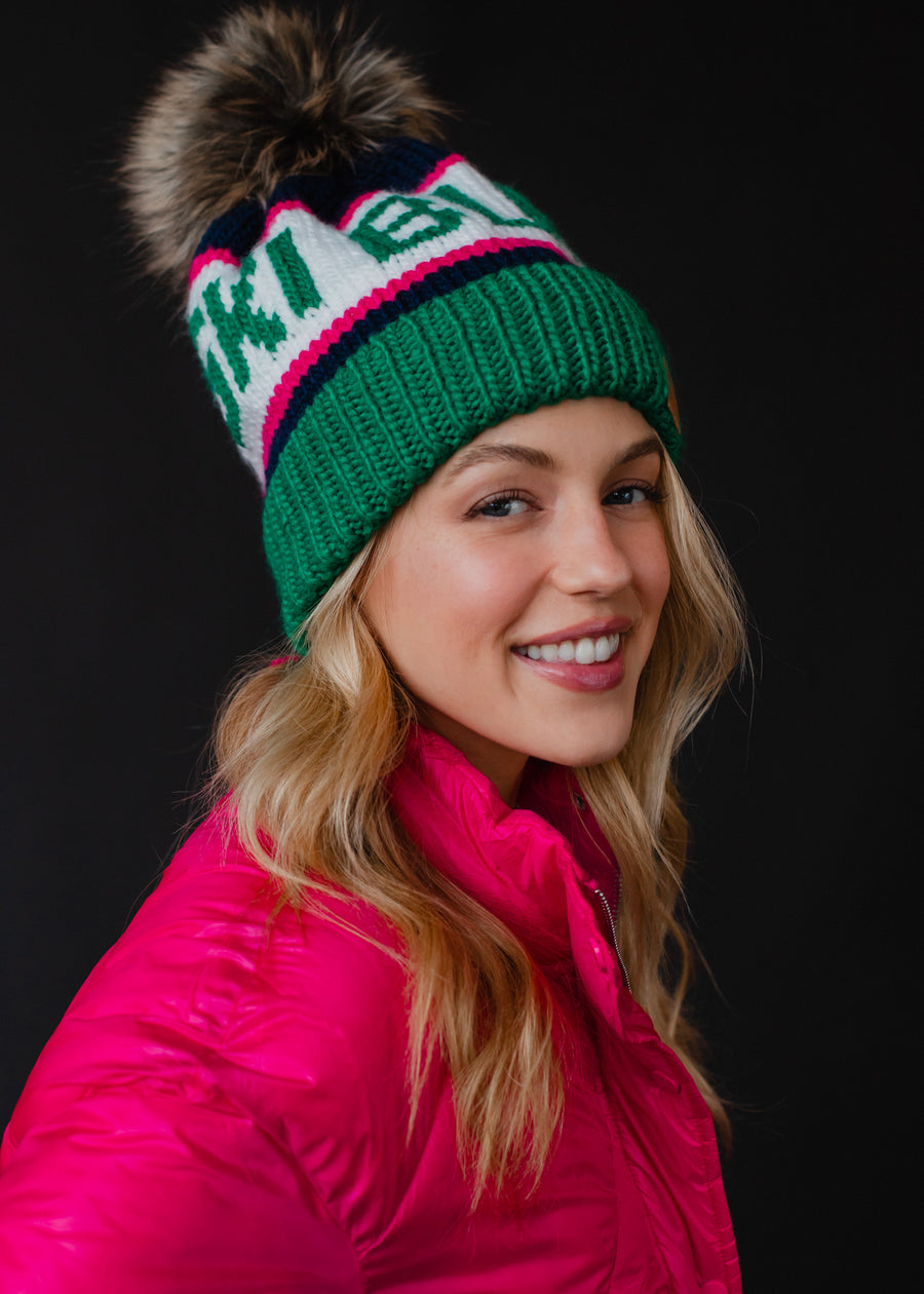 Ski Bum Pom Hat - Green