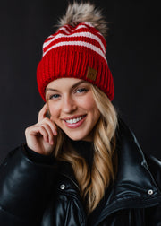 Elle Striped Pom Hat