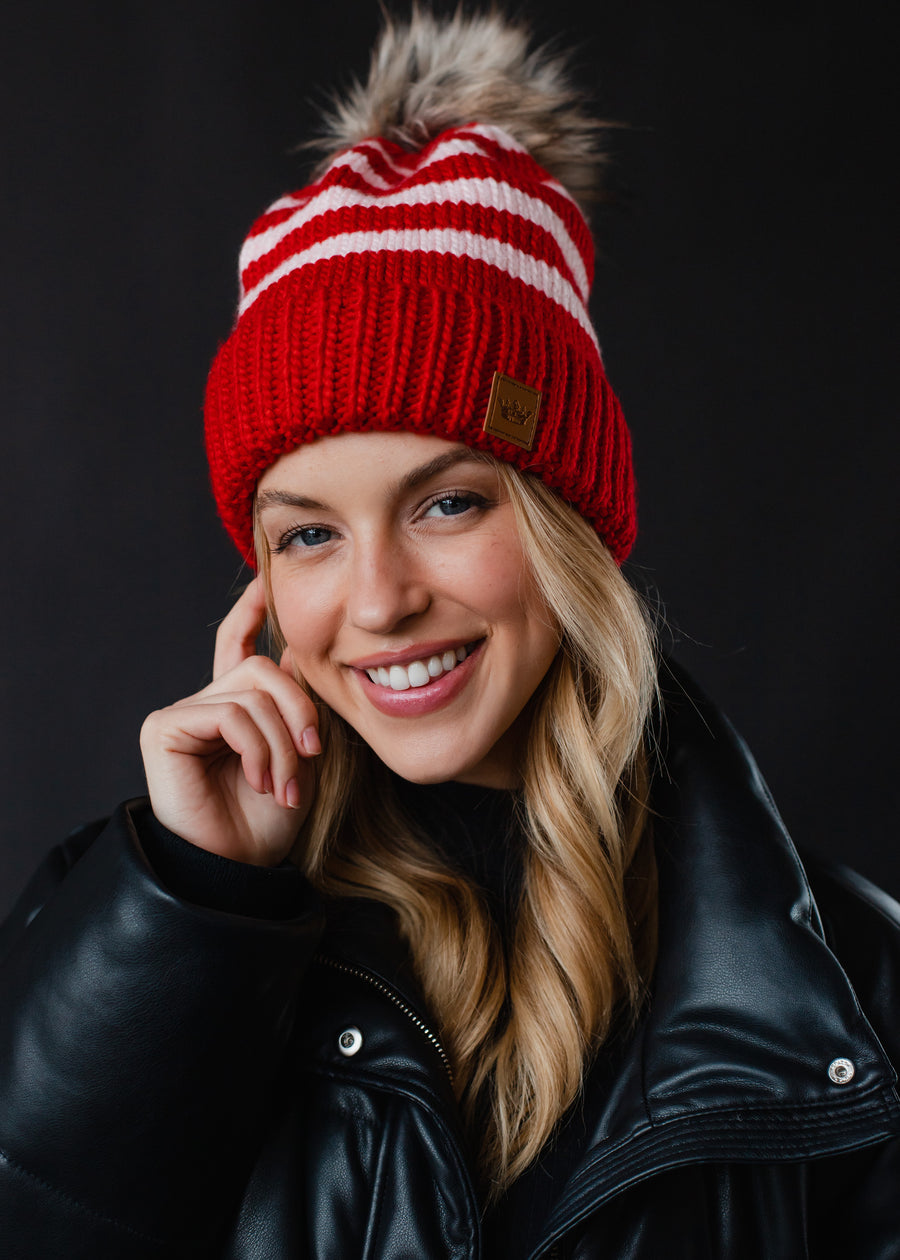 Elle Striped Pom Hat