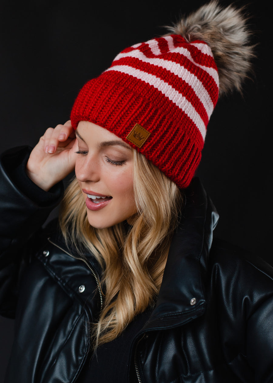 Elle Striped Pom Hat