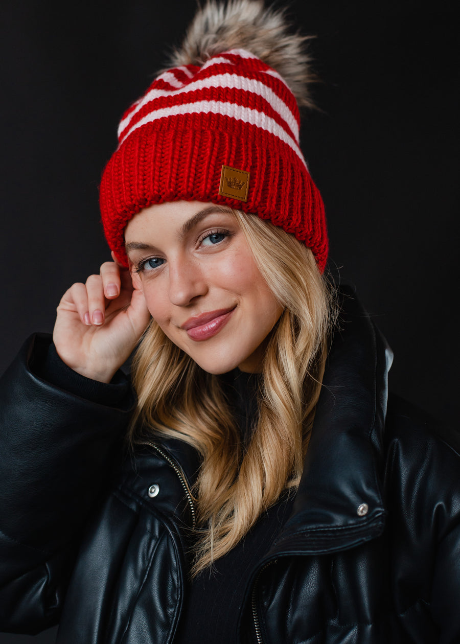 Elle Striped Pom Hat