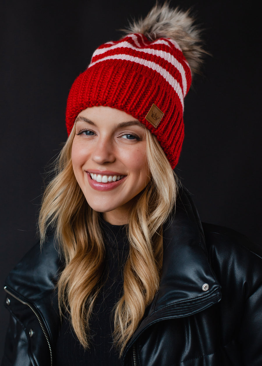 Elle Striped Pom Hat