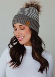 Jayson Striped Pom Hat