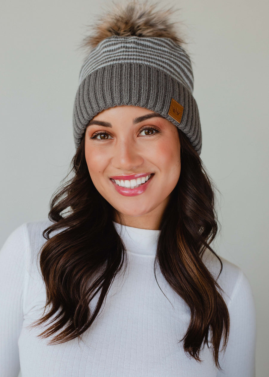 Jayson Striped Pom Hat