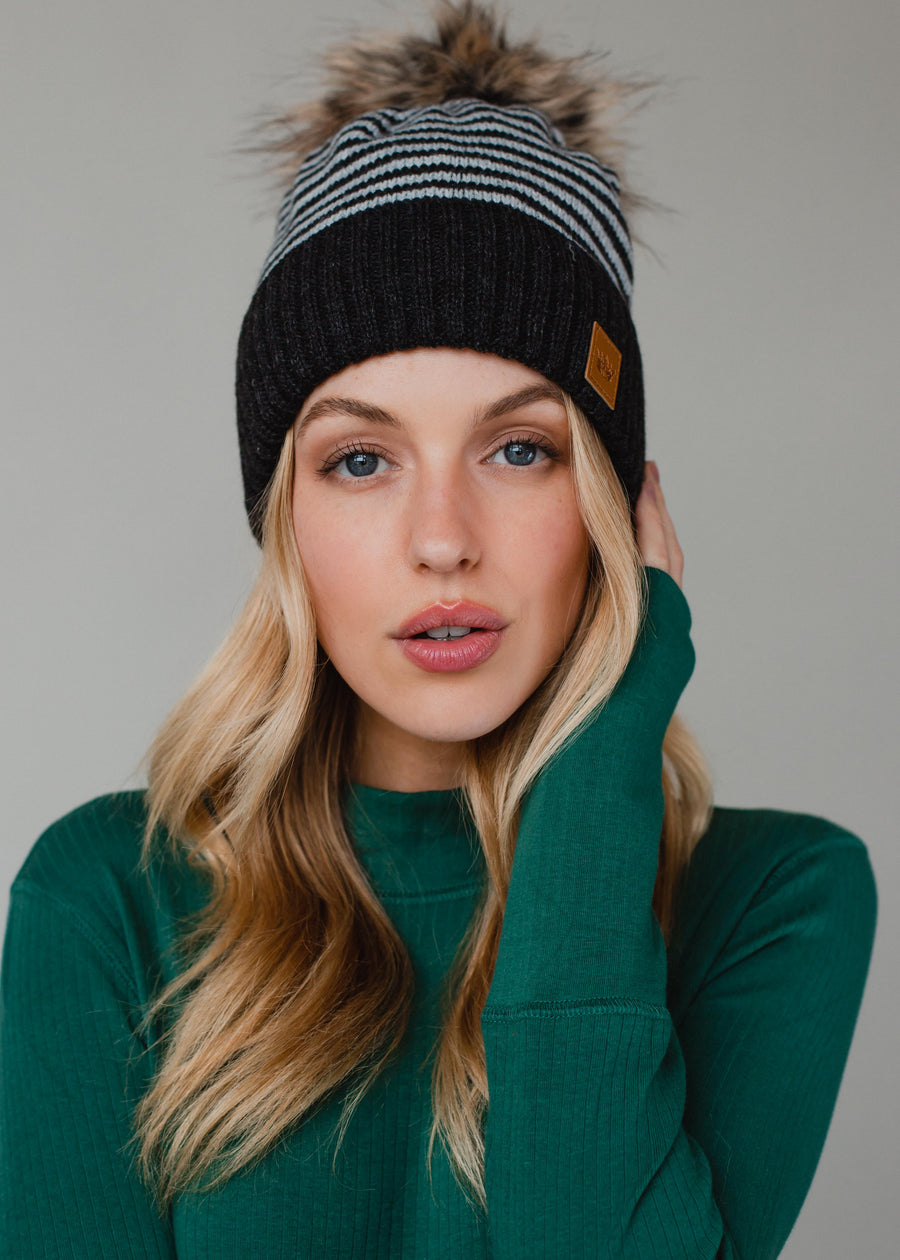 Ashton Striped Pom Hat