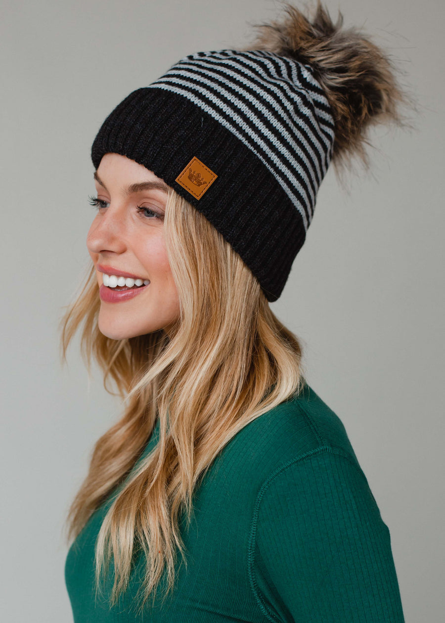 Ashton Striped Pom Hat