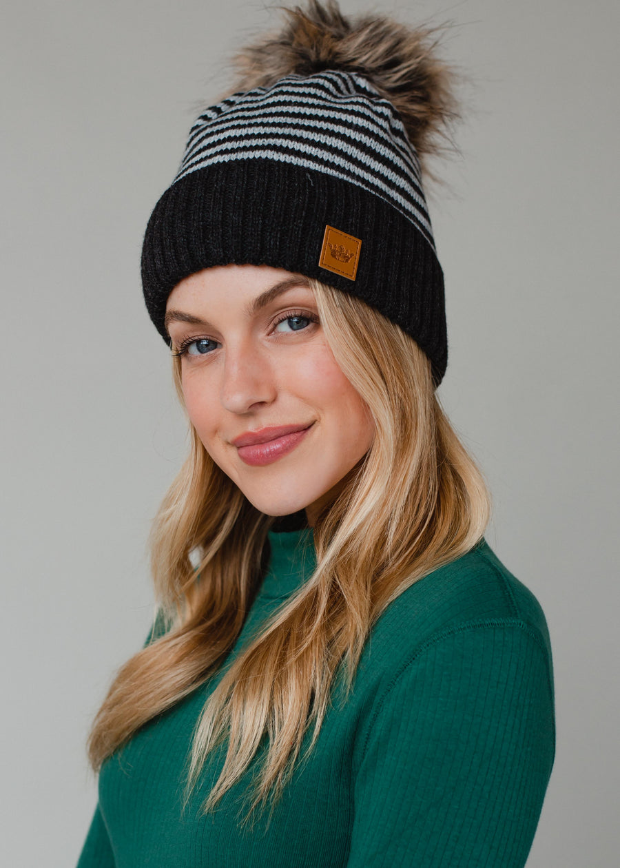 Ashton Striped Pom Hat