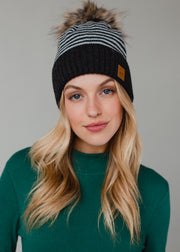 Ashton Striped Pom Hat