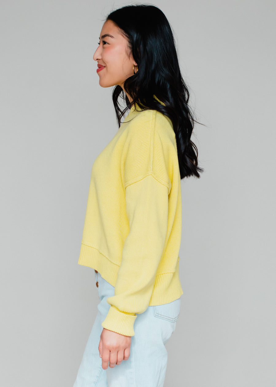 yellow free people easy street cropped sweater
