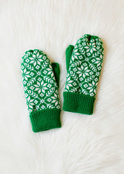 Snowflake Mittens - Green