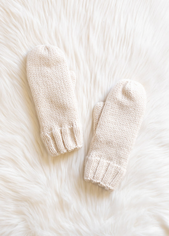 beige knit mittens
