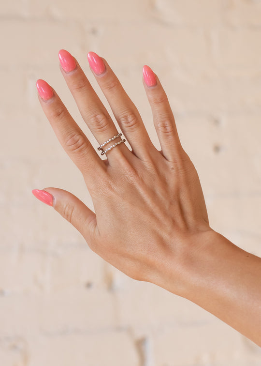 Luxe Silver Textured Double Strand Ring