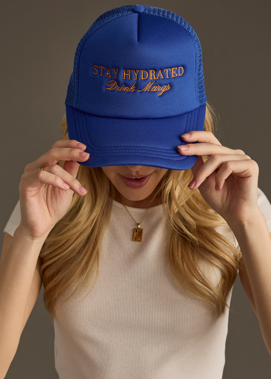 Stay Hydrated Drink Margs Trucker Hat - Blue