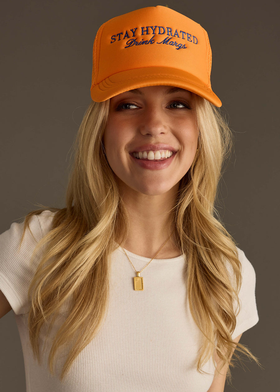 Stay Hydrated Drink Margs Trucker Hat - Orange