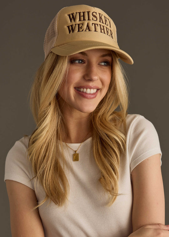 Whiskey Weather Trucker Hat - Tan & Brown