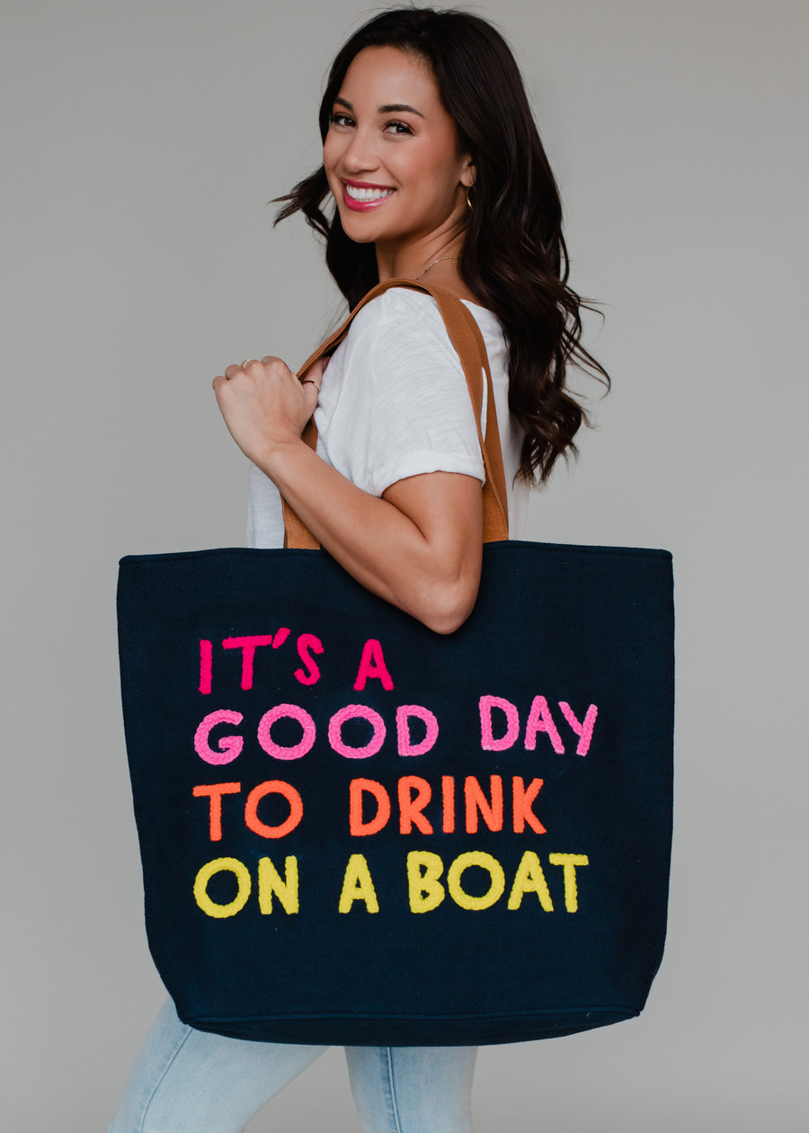 Drink On A Boat Tote - Navy