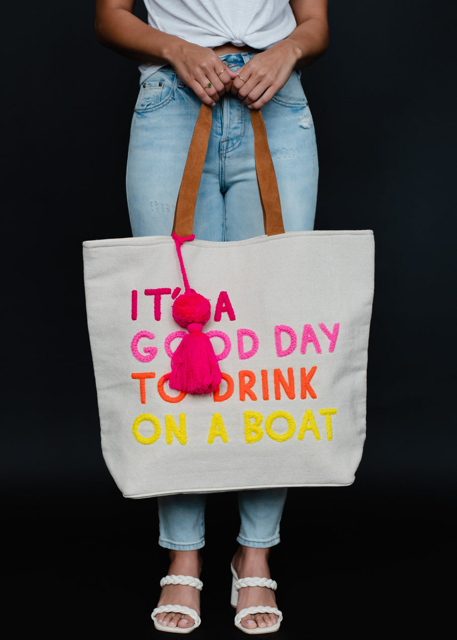 Drink On A Boat Tote - Cream