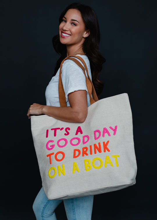 Drink On A Boat Tote - Cream