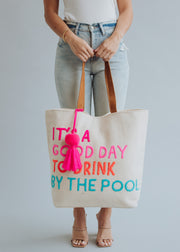 Drink By The Pool Tote - Cream