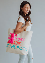 Drink By The Pool Tote - Cream