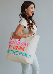 Drink By The Pool Tote - Cream