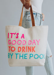 Drink By The Pool Tote - Cream