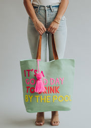 Drink By The Pool Tote - Mint