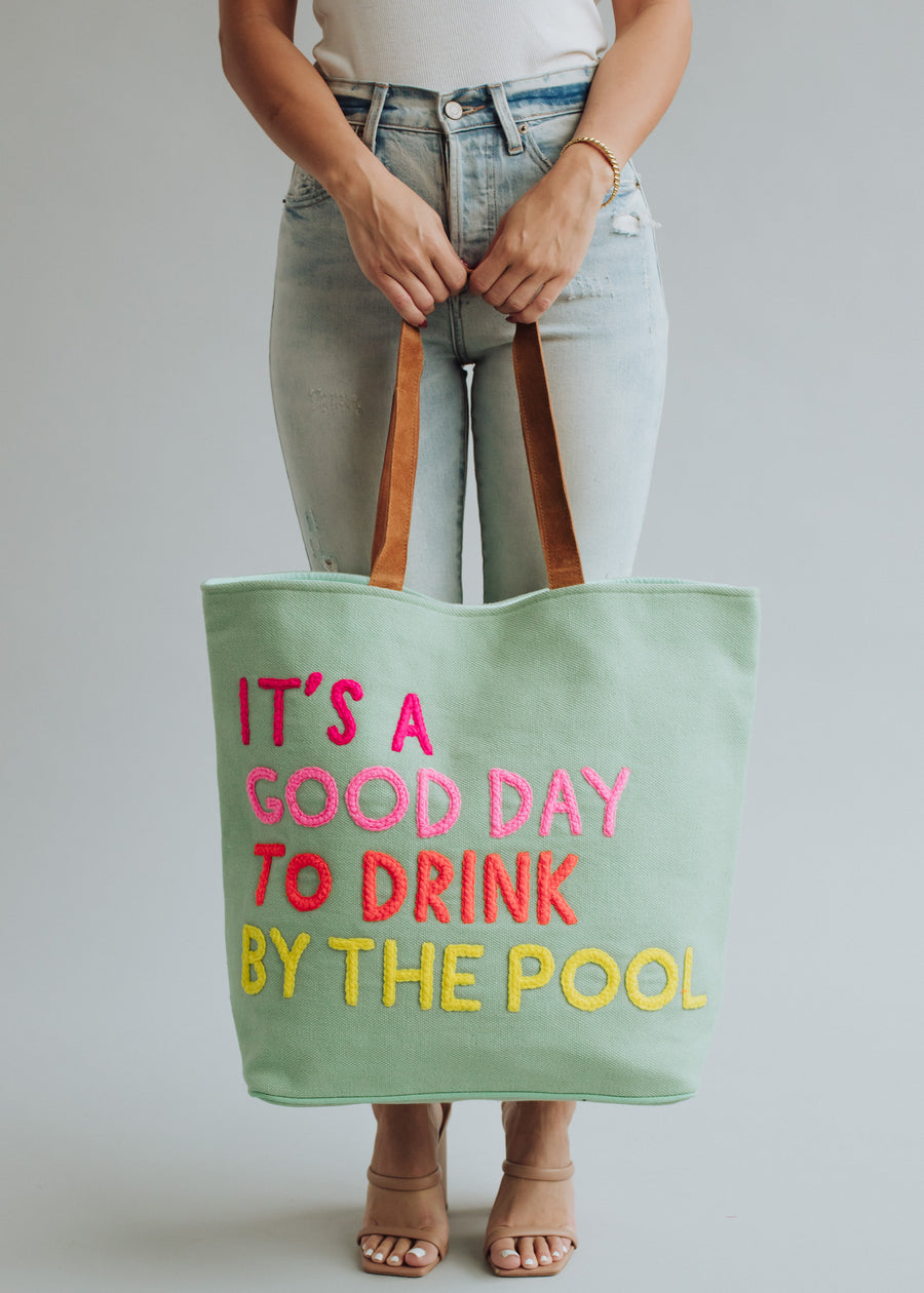 Drink By The Pool Tote - Mint