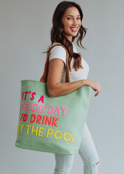 Drink By The Pool Tote - Mint