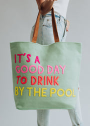 Drink By The Pool Tote - Mint