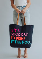 Drink By The Pool Tote- Navy