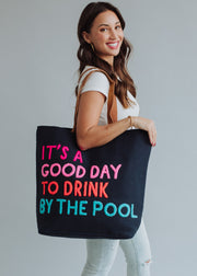 Drink By The Pool Tote- Navy