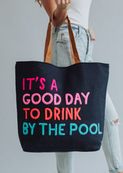 Drink By The Pool Tote- Navy