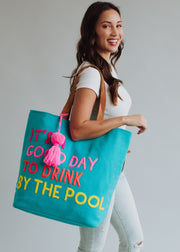 Drink By The Pool Tote - Blue