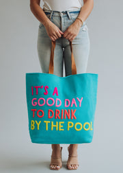 Drink By The Pool Tote - Blue