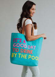 Drink By The Pool Tote - Blue