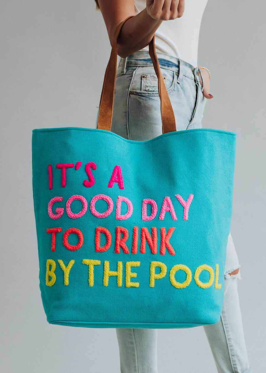 Drink By The Pool Tote - Blue