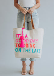 Drink On The Lake Tote - Cream