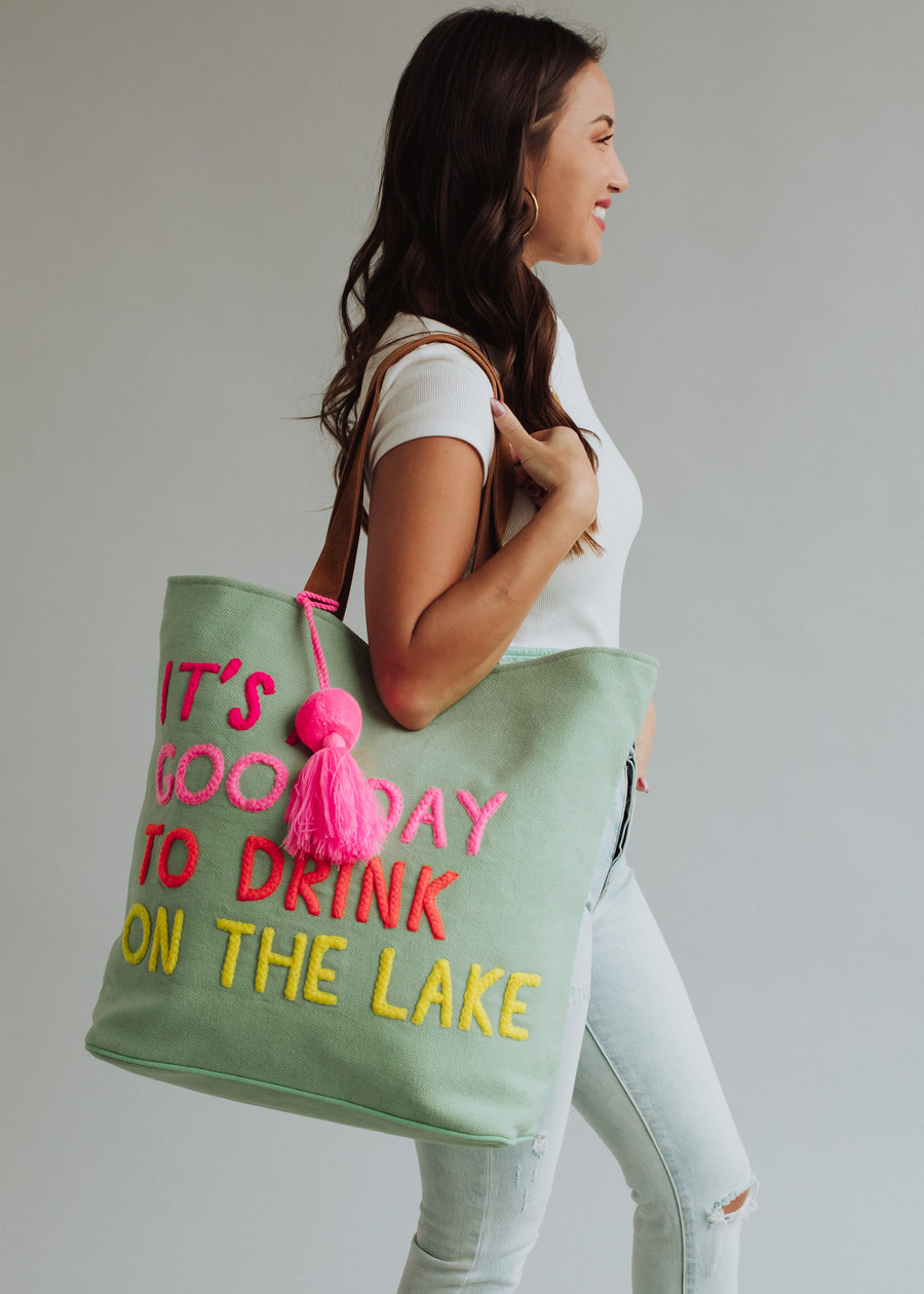 Drink On The Lake Tote - Mint