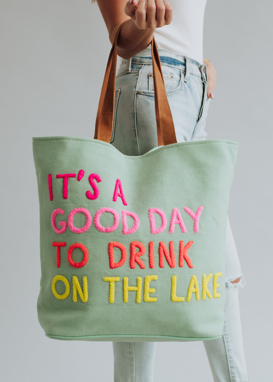 Drink On The Lake Tote - Mint