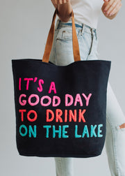 Drink On The Lake Tote - Navy