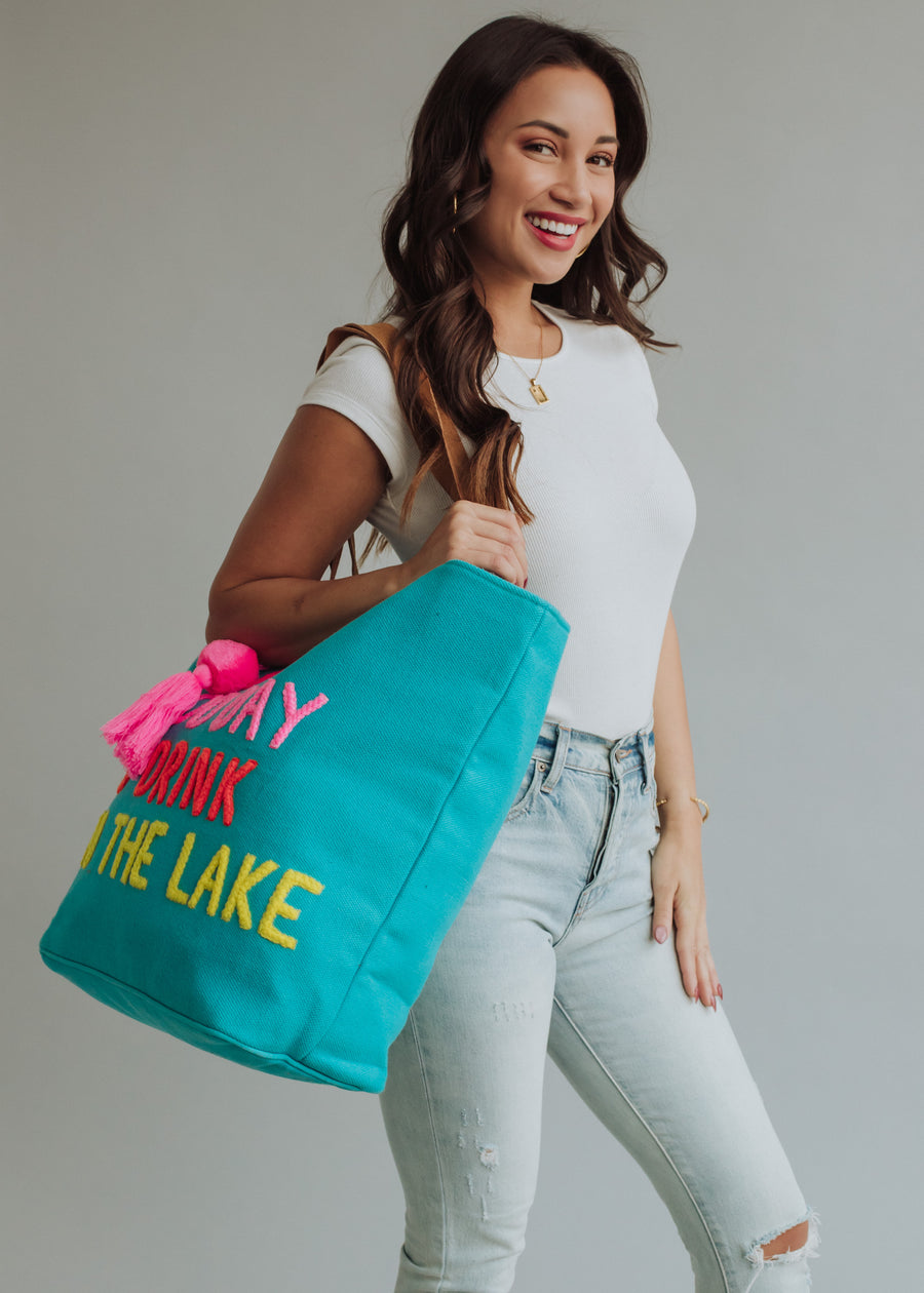 Drink On The Lake Tote - Blue