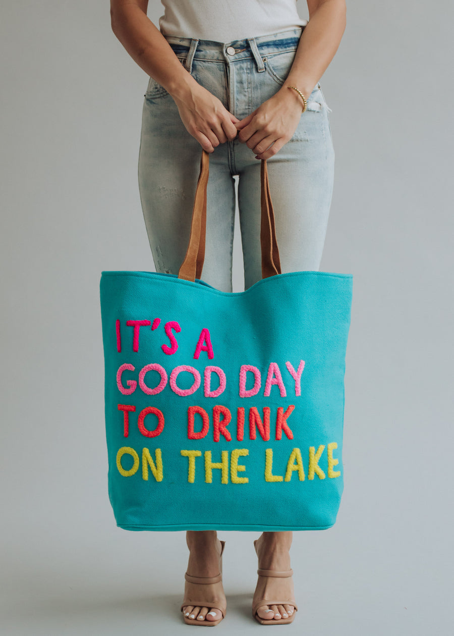 Drink On The Lake Tote - Blue