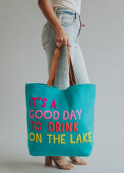 Drink On The Lake Tote - Blue