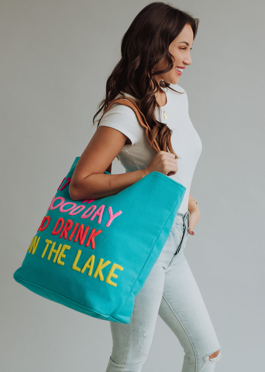 Drink On The Lake Tote - Blue