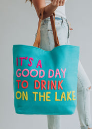 Drink On The Lake Tote - Blue