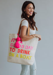 Drink On A Boat Tote - Cream